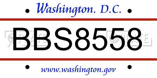 BBS8558 District Of Columbia License Plate