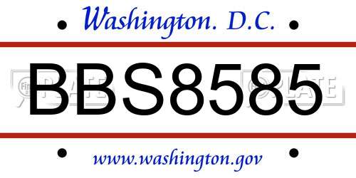 BBS8585 District Of Columbia License Plate