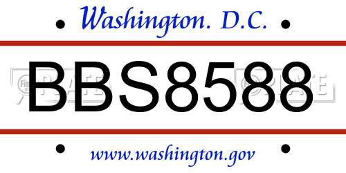 BBS8588 District Of Columbia License Plate