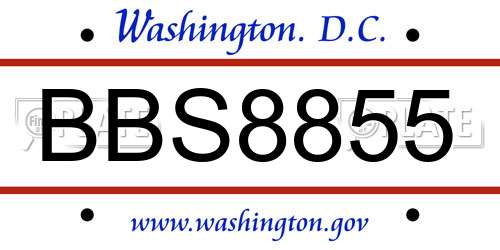 BBS8855 District Of Columbia License Plate