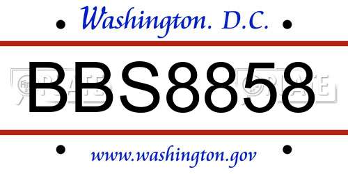 BBS8858 District Of Columbia License Plate