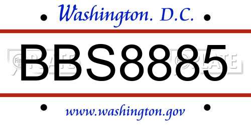 BBS8885 District Of Columbia License Plate