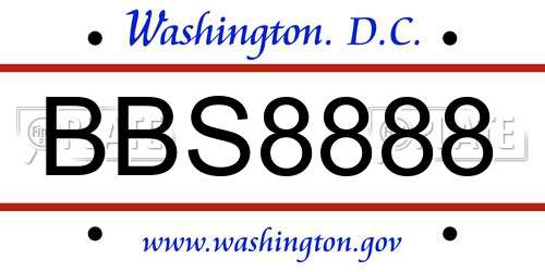 BBS8888 District Of Columbia License Plate