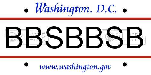 BBSBBSB District Of Columbia License Plate