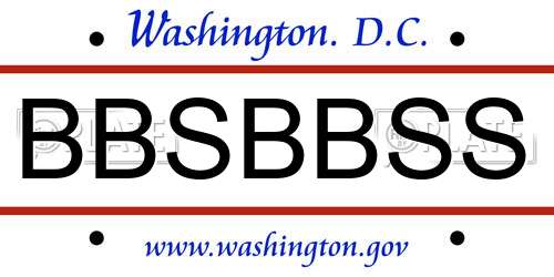 BBSBBSS District Of Columbia License Plate