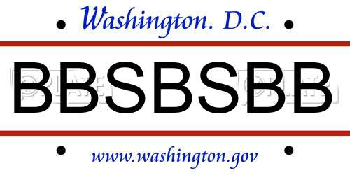 BBSBSBB District Of Columbia License Plate