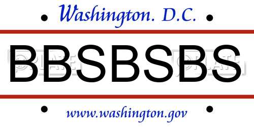 BBSBSBS District Of Columbia License Plate