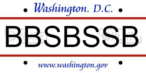 BBSBSSB District Of Columbia License Plate