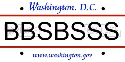 BBSBSSS District Of Columbia License Plate