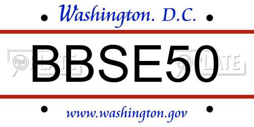 BBSE50 District Of Columbia License Plate