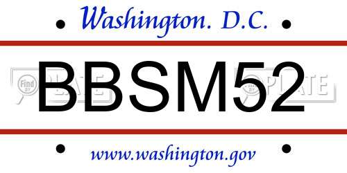 BBSM52 District Of Columbia License Plate