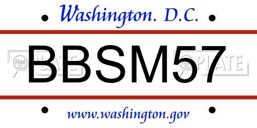 BBSM57 District Of Columbia License Plate