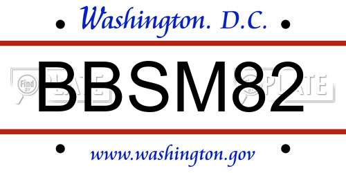 BBSM82 District Of Columbia License Plate