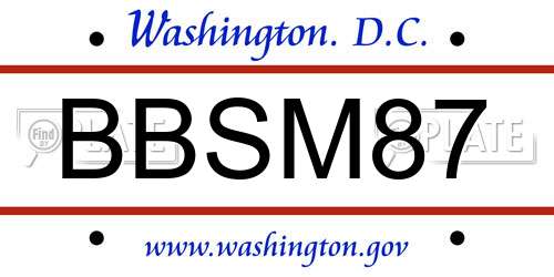 BBSM87 District Of Columbia License Plate