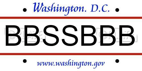BBSSBBB District Of Columbia License Plate