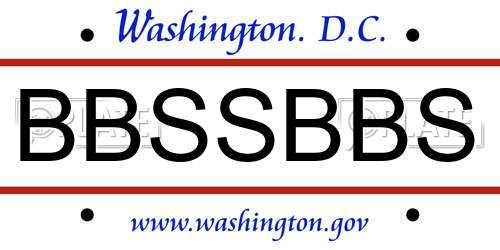 BBSSBBS District Of Columbia License Plate