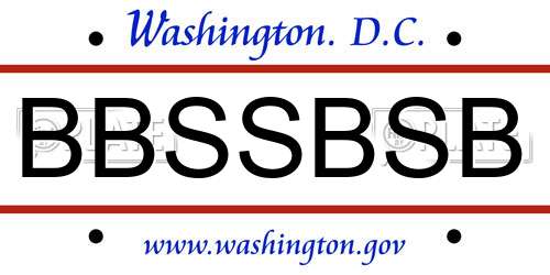 BBSSBSB District Of Columbia License Plate