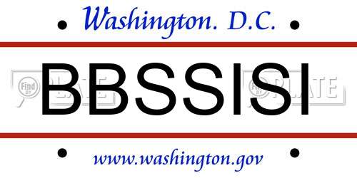 BBSSISI District Of Columbia License Plate