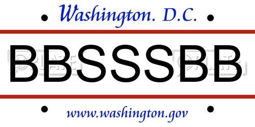 BBSSSBB District Of Columbia License Plate