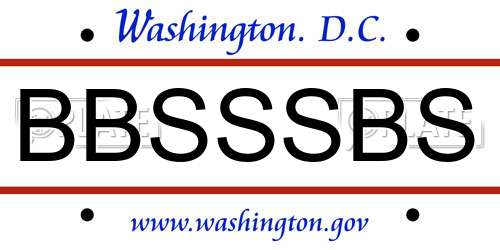 BBSSSBS District Of Columbia License Plate
