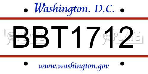 BBT1712 District Of Columbia License Plate