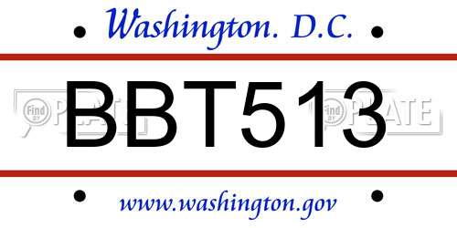 BBT513 District Of Columbia License Plate