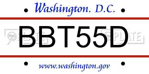 BBT55D District Of Columbia License Plate