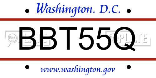 BBT55Q District Of Columbia License Plate