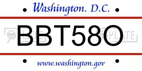 BBT58O District Of Columbia License Plate