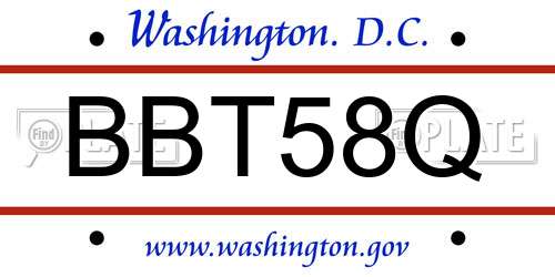 BBT58Q District Of Columbia License Plate