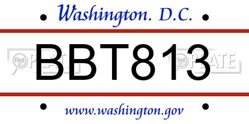 BBT813 District Of Columbia License Plate
