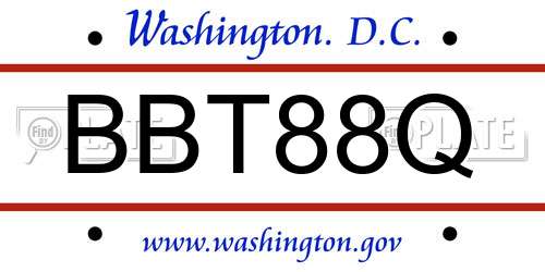 BBT88Q District Of Columbia License Plate