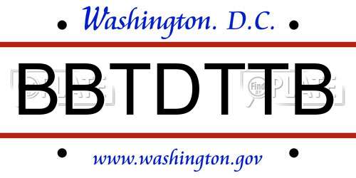BBTDTTB District Of Columbia License Plate