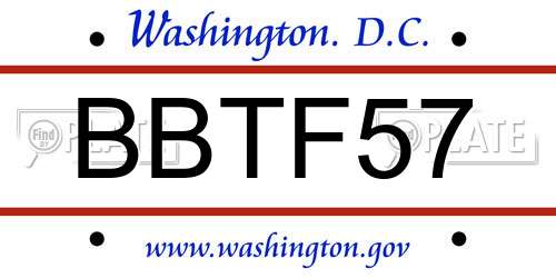 BBTF57 District Of Columbia License Plate