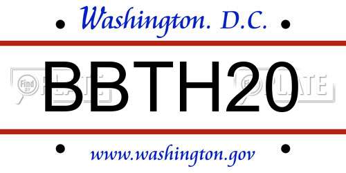 BBTH20 District Of Columbia License Plate