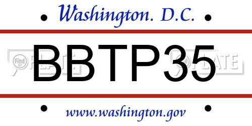 BBTP35 District Of Columbia License Plate