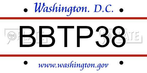 BBTP38 District Of Columbia License Plate