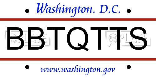 BBTQTTS District Of Columbia License Plate
