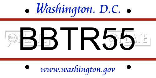 BBTR55 District Of Columbia License Plate