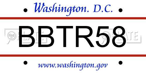 BBTR58 District Of Columbia License Plate