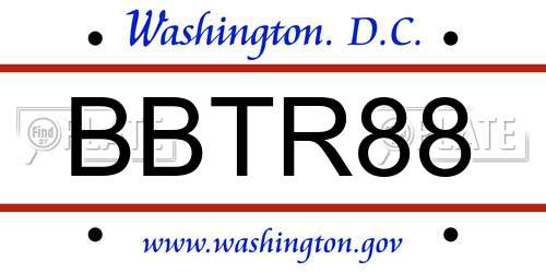 BBTR88 District Of Columbia License Plate