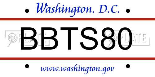 BBTS80 District Of Columbia License Plate