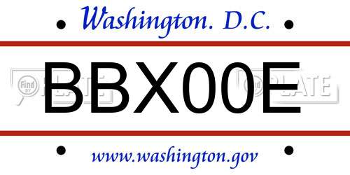 BBX00E District Of Columbia License Plate