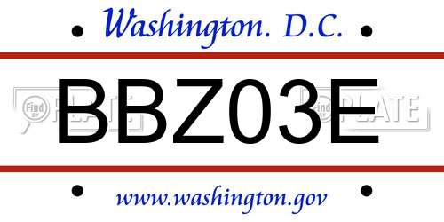 BBZ03E District Of Columbia License Plate
