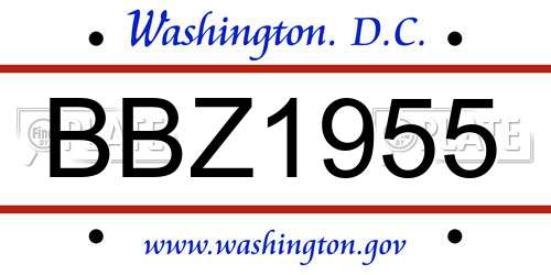 BBZ1955 District Of Columbia License Plate