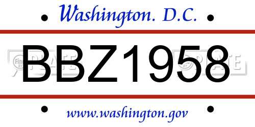 BBZ1958 District Of Columbia License Plate