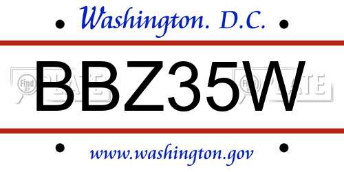 BBZ35W District Of Columbia License Plate