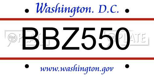BBZ550 District Of Columbia License Plate