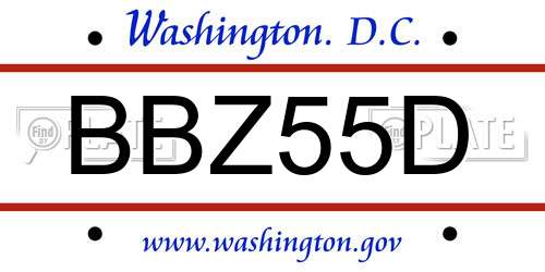 BBZ55D District Of Columbia License Plate