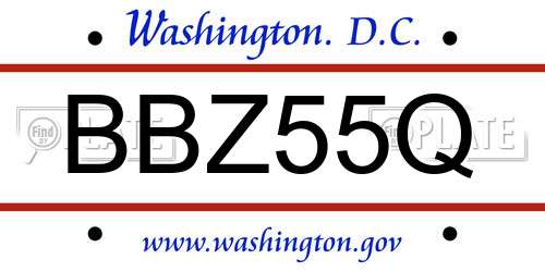 BBZ55Q District Of Columbia License Plate